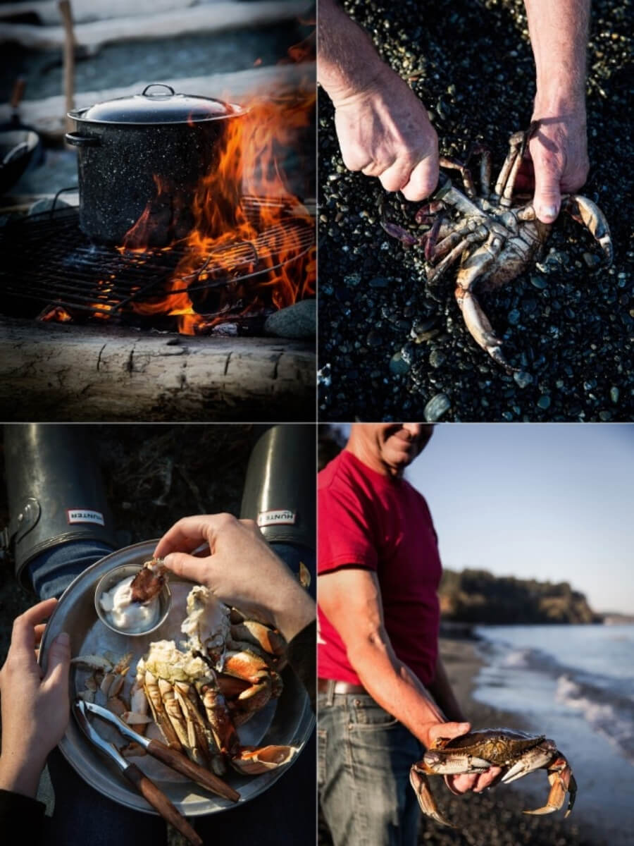 Seafood crab fishing and cooking on Vancouver Island